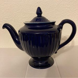 Vintage Hall Cobalt Blue Pedestal Teapot Mid Century 1940-1960’s Holds 3C, 7”H